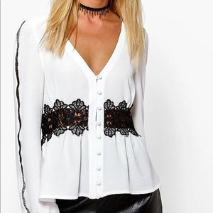 Peplum button down top